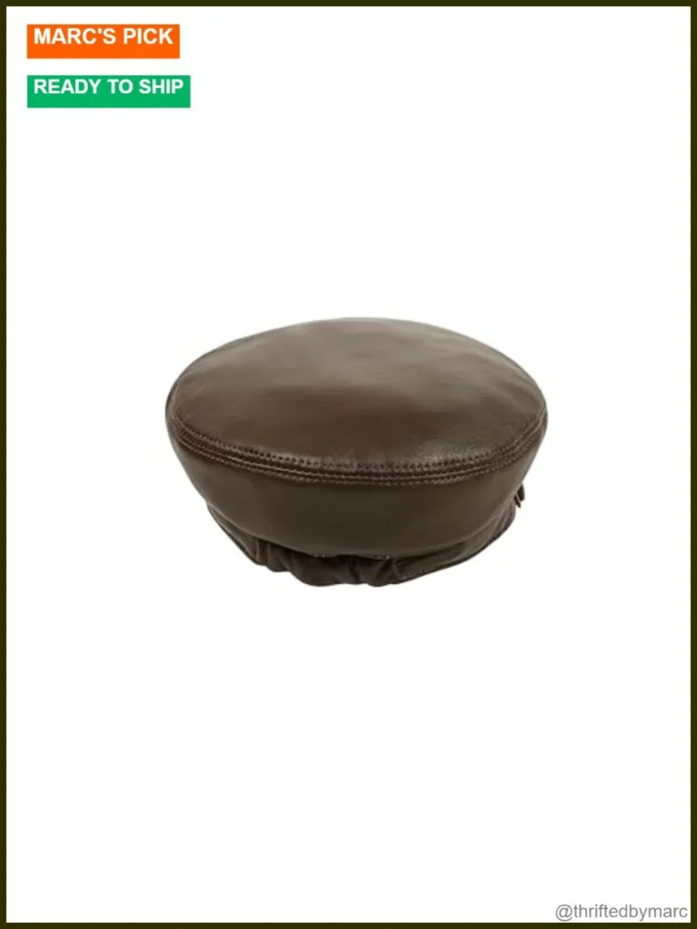 Genuine Leather Newsboy Cap Adjustable One Size Unisex Vintage